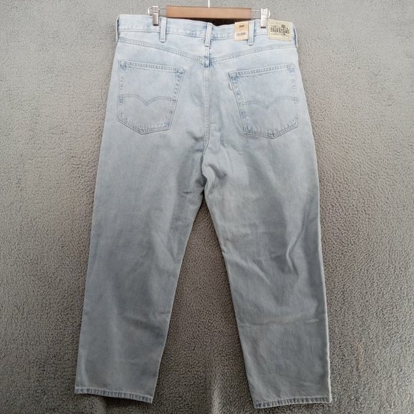 Levis Silvertab Jeans Mens 38x30 Blue Light Wash Distressed Loose Baggy Denim - Picture 9 of 13